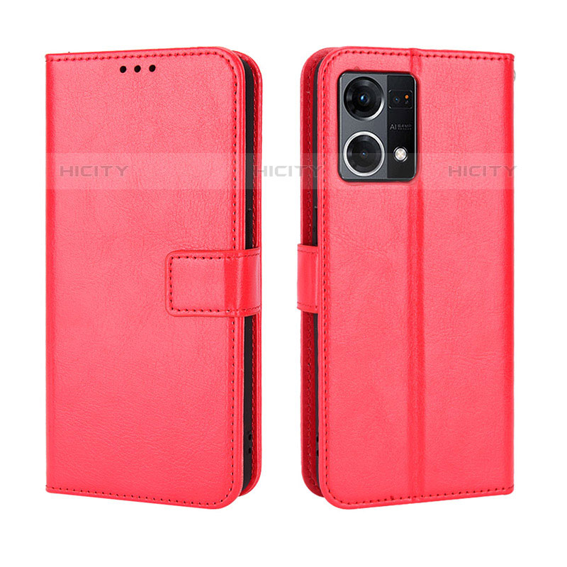 Funda de Cuero Cartera con Soporte Carcasa BY5 para Oppo F21 Pro 4G Rojo