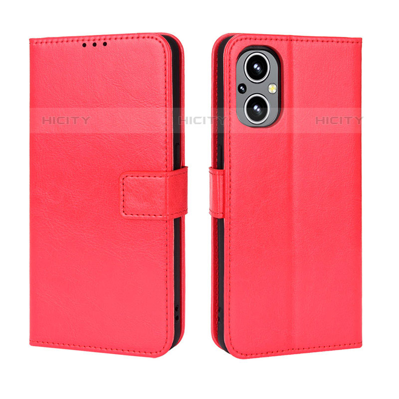 Funda de Cuero Cartera con Soporte Carcasa BY5 para Oppo F21 Pro 5G Rojo