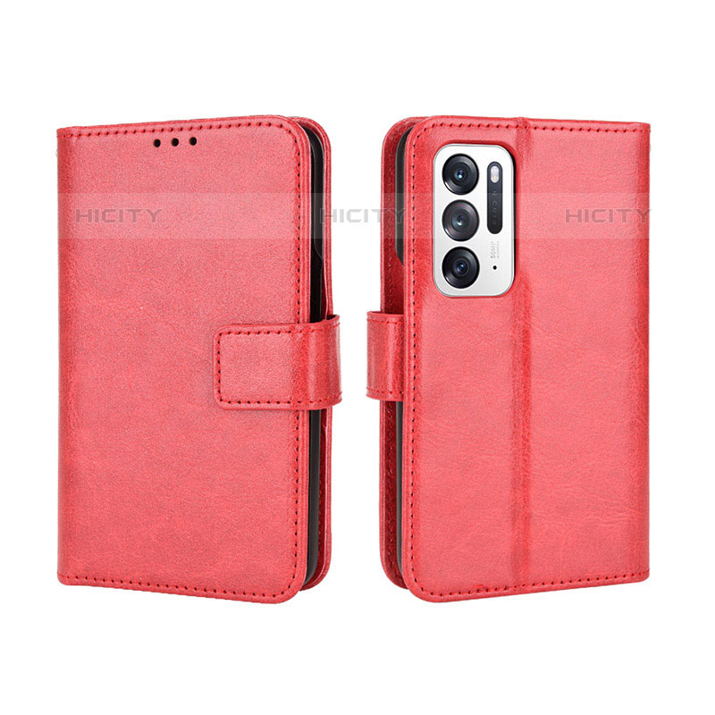 Funda de Cuero Cartera con Soporte Carcasa BY5 para Oppo Find N 5G Rojo