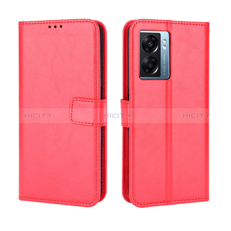 Funda de Cuero Cartera con Soporte Carcasa BY5 para Oppo K10 5G India Rojo