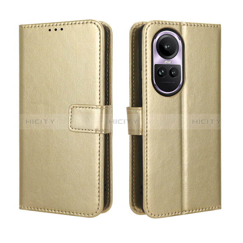 Funda de Cuero Cartera con Soporte Carcasa BY5 para Oppo Reno10 5G Oro