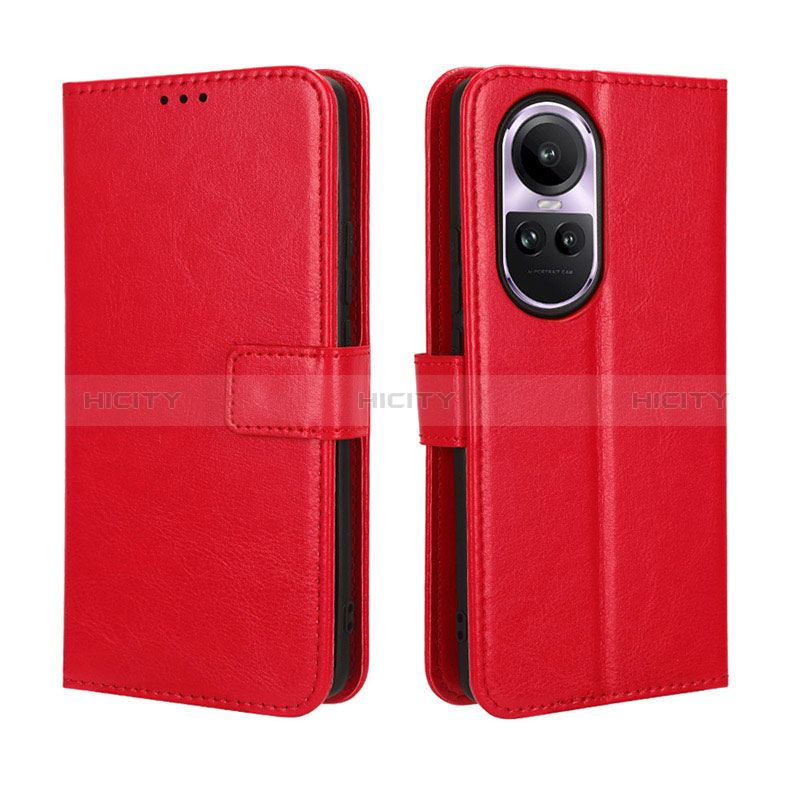 Funda de Cuero Cartera con Soporte Carcasa BY5 para Oppo Reno10 5G Rojo