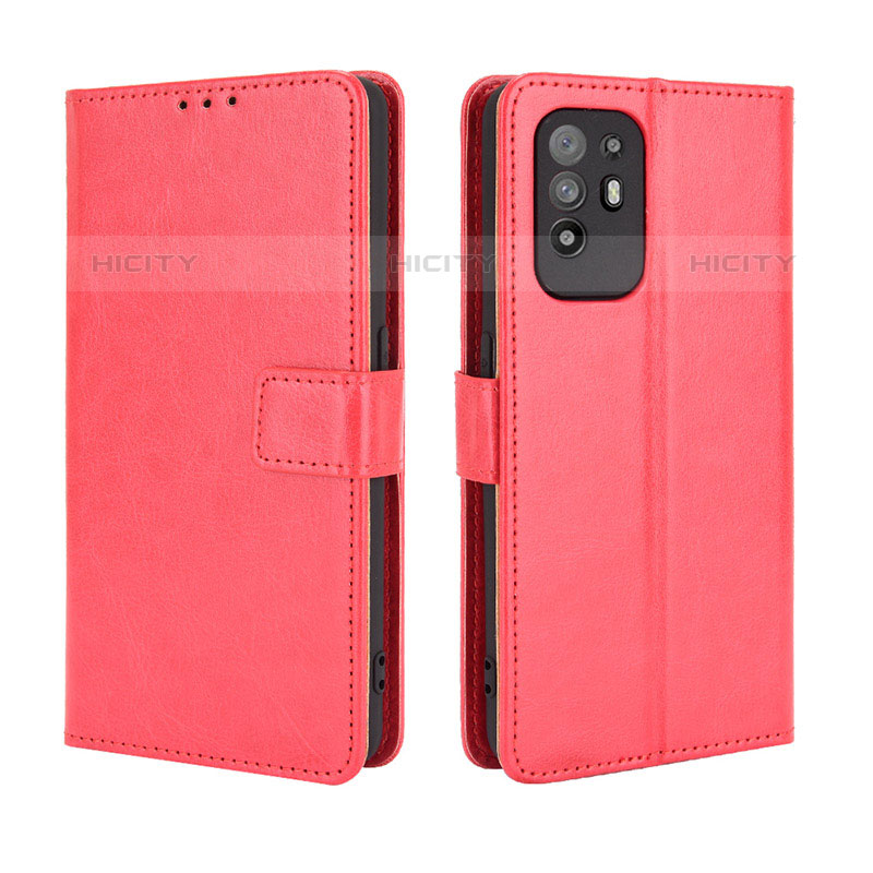 Funda de Cuero Cartera con Soporte Carcasa BY5 para Oppo Reno5 Z 5G Rojo