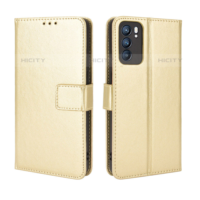 Funda de Cuero Cartera con Soporte Carcasa BY5 para Oppo Reno6 5G Oro