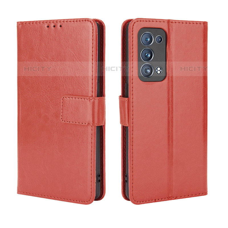 Funda de Cuero Cartera con Soporte Carcasa BY5 para Oppo Reno6 Pro 5G Marron