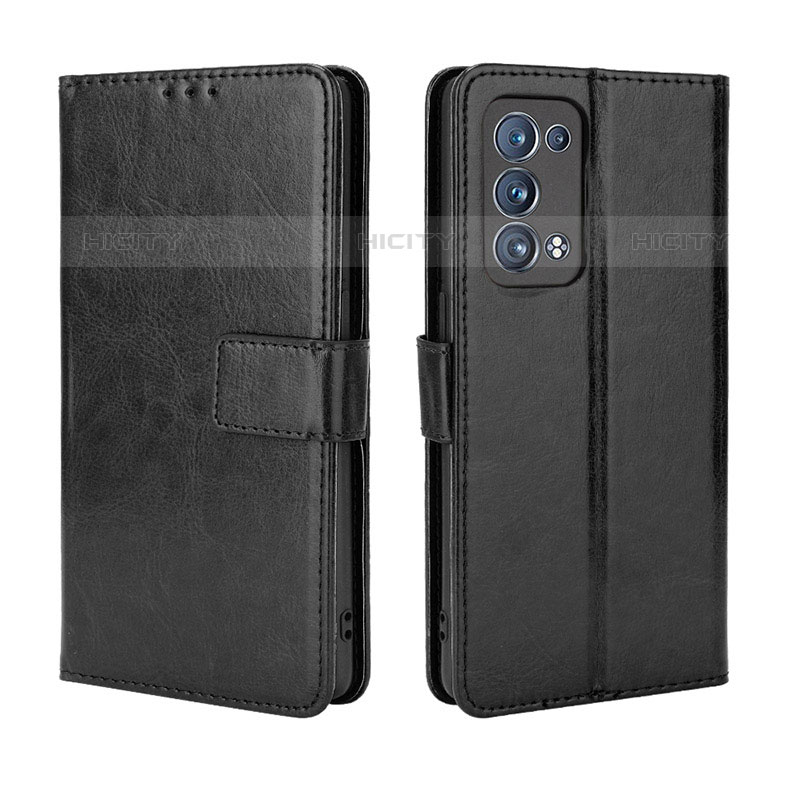 Funda de Cuero Cartera con Soporte Carcasa BY5 para Oppo Reno6 Pro 5G Negro