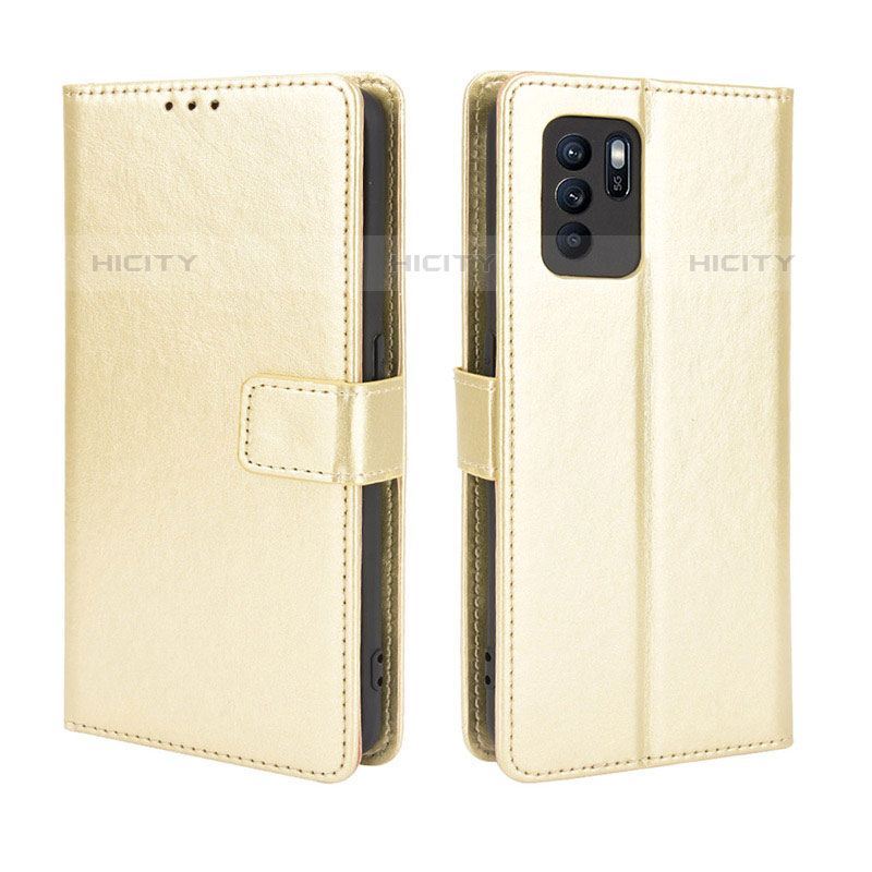 Funda de Cuero Cartera con Soporte Carcasa BY5 para Oppo Reno6 Z 5G Oro