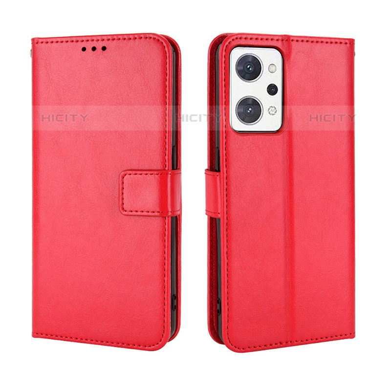 Funda de Cuero Cartera con Soporte Carcasa BY5 para Oppo Reno7 A Rojo