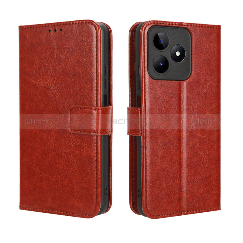 Funda de Cuero Cartera con Soporte Carcasa BY5 para Realme C53 India Marron