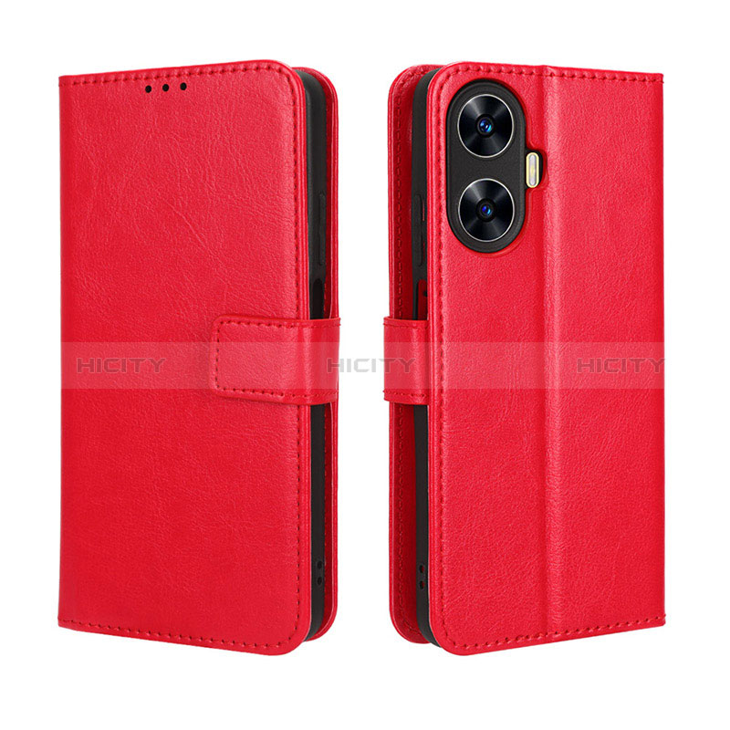 Funda de Cuero Cartera con Soporte Carcasa BY5 para Realme C55 Rojo