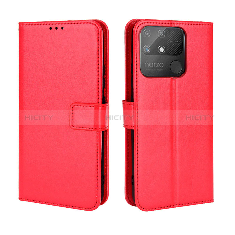 Funda de Cuero Cartera con Soporte Carcasa BY5 para Realme Narzo 50A Rojo