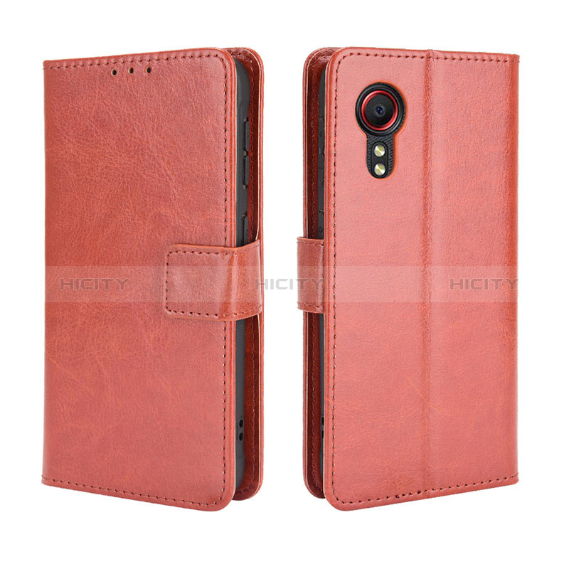 Funda de Cuero Cartera con Soporte Carcasa BY5 para Samsung Galaxy XCover 5 SM-G525F Marron