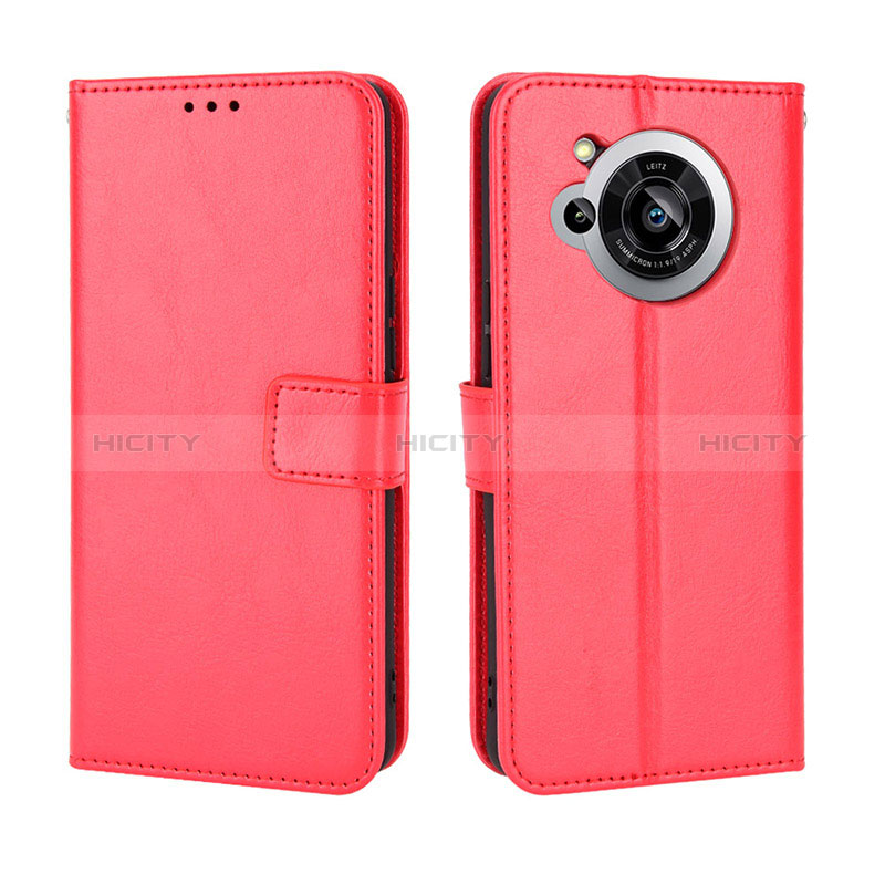 Funda de Cuero Cartera con Soporte Carcasa BY5 para Sharp Aquos R7s Rojo