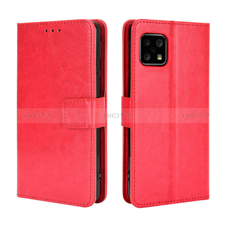 Funda de Cuero Cartera con Soporte Carcasa BY5 para Sharp Aquos Sense4 Basic Rojo