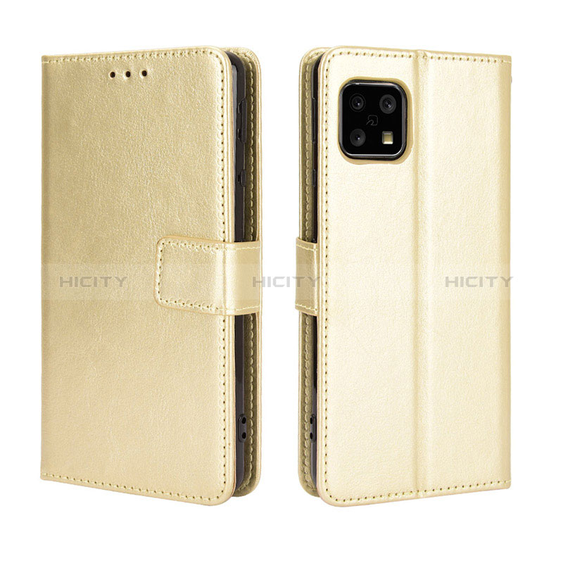 Funda de Cuero Cartera con Soporte Carcasa BY5 para Sharp Aquos Sense5G Oro