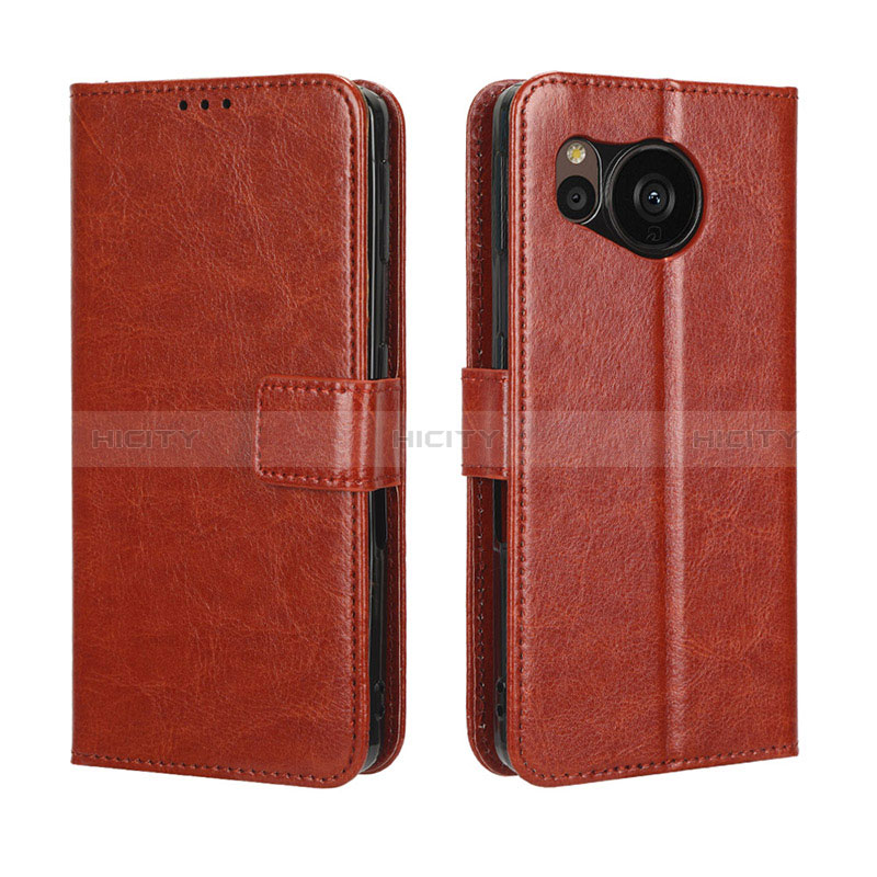 Funda de Cuero Cartera con Soporte Carcasa BY5 para Sharp Aquos Sense7 Plus Marron