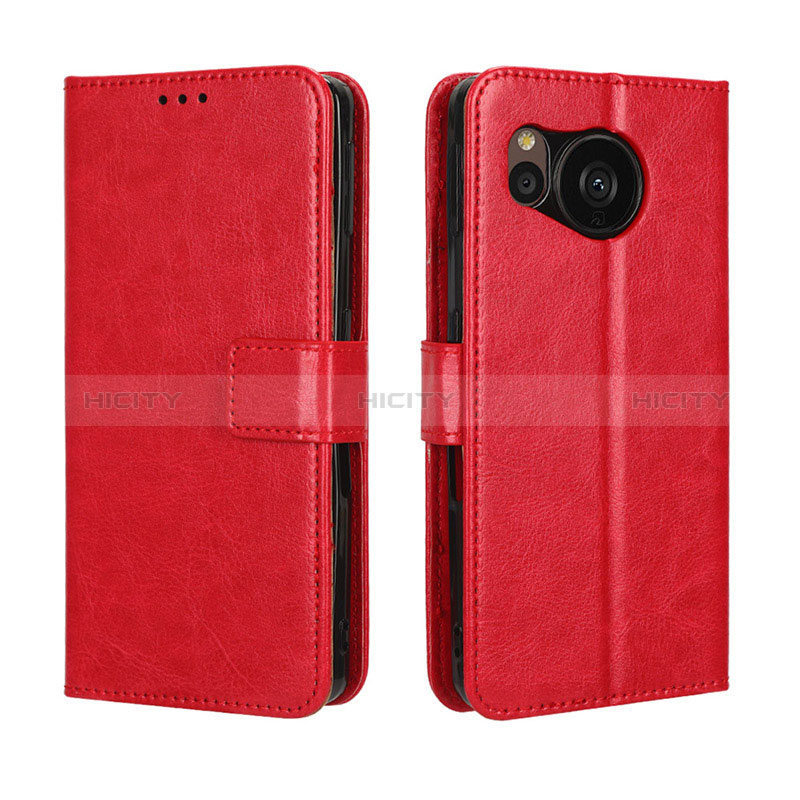 Funda de Cuero Cartera con Soporte Carcasa BY5 para Sharp Aquos Sense7 Plus Rojo