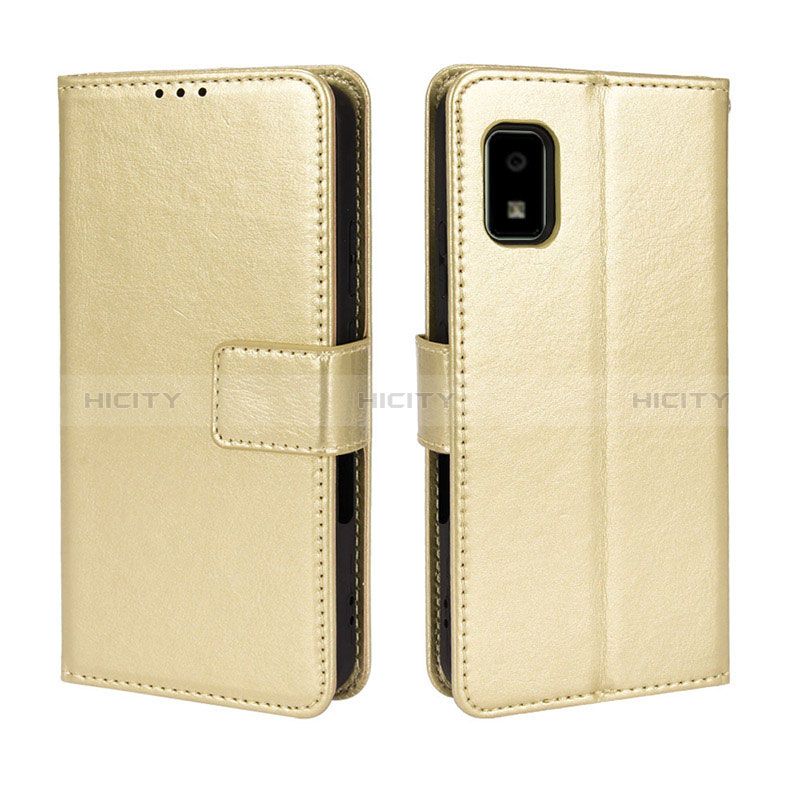 Funda de Cuero Cartera con Soporte Carcasa BY5 para Sharp Aquos wish Oro