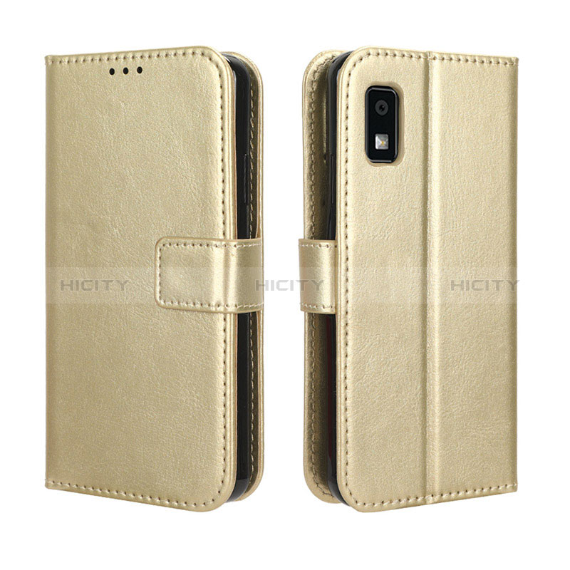 Funda de Cuero Cartera con Soporte Carcasa BY5 para Sharp Aquos wish3 Oro