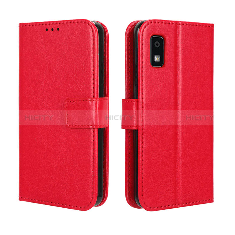 Funda de Cuero Cartera con Soporte Carcasa BY5 para Sharp Aquos wish3 Rojo