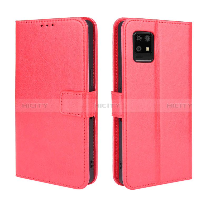 Funda de Cuero Cartera con Soporte Carcasa BY5 para Sharp Aquos Zero6 Rojo