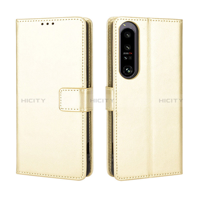 Funda de Cuero Cartera con Soporte Carcasa BY5 para Sony Xperia 1 IV Oro