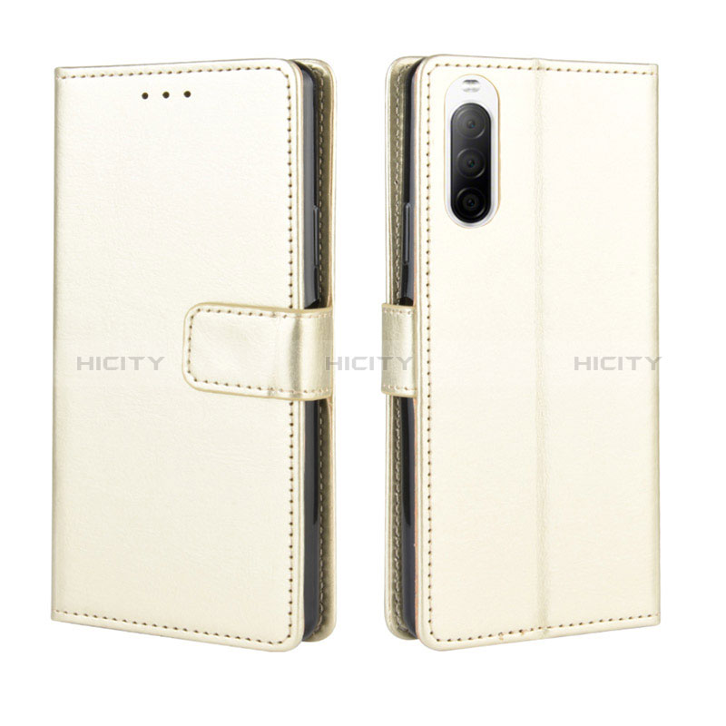 Funda de Cuero Cartera con Soporte Carcasa BY5 para Sony Xperia 10 II Oro