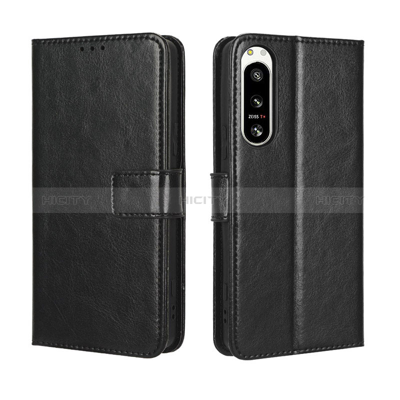 Funda de Cuero Cartera con Soporte Carcasa BY5 para Sony Xperia 5 IV Negro