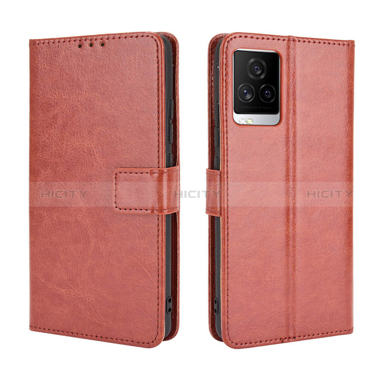 Funda de Cuero Cartera con Soporte Carcasa BY5 para Vivo iQOO 7 5G Marron