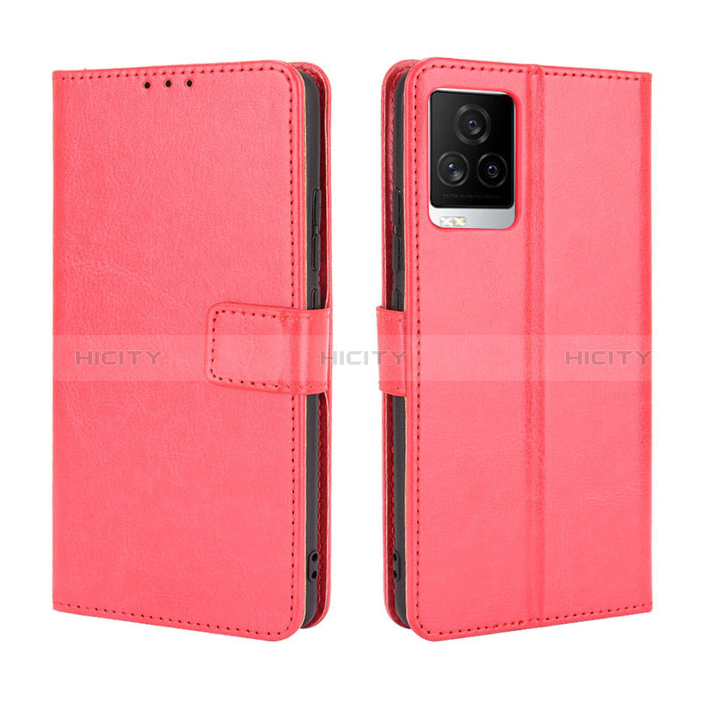 Funda de Cuero Cartera con Soporte Carcasa BY5 para Vivo iQOO 7 5G Rojo