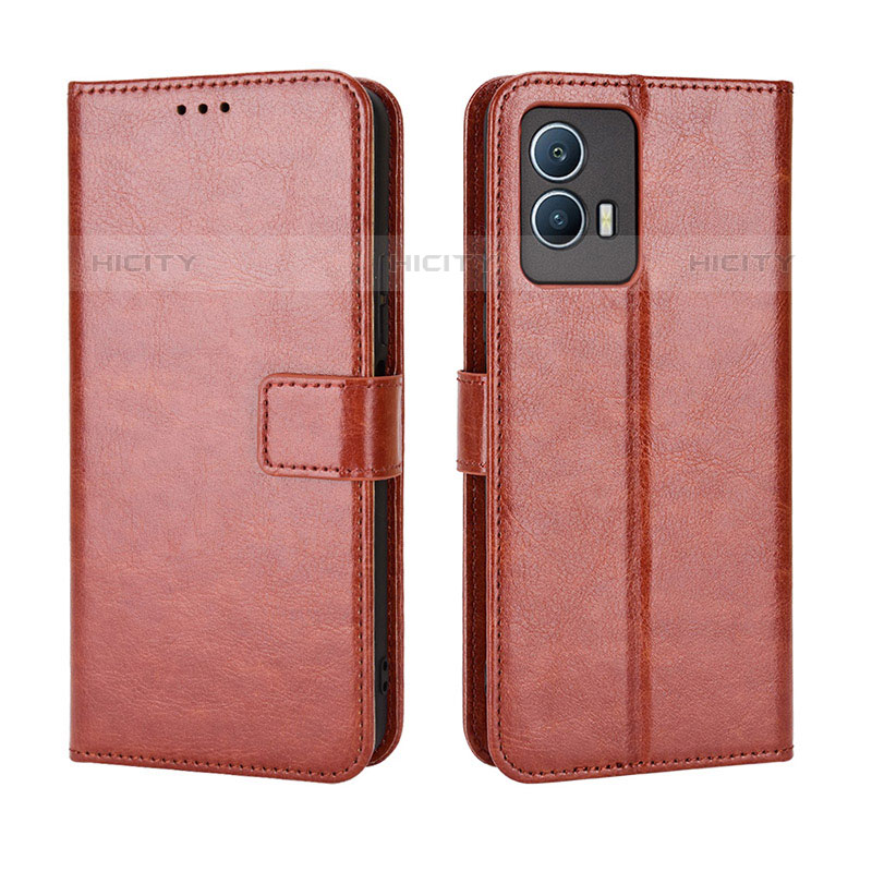 Funda de Cuero Cartera con Soporte Carcasa BY5 para Vivo iQOO U5 5G Marron