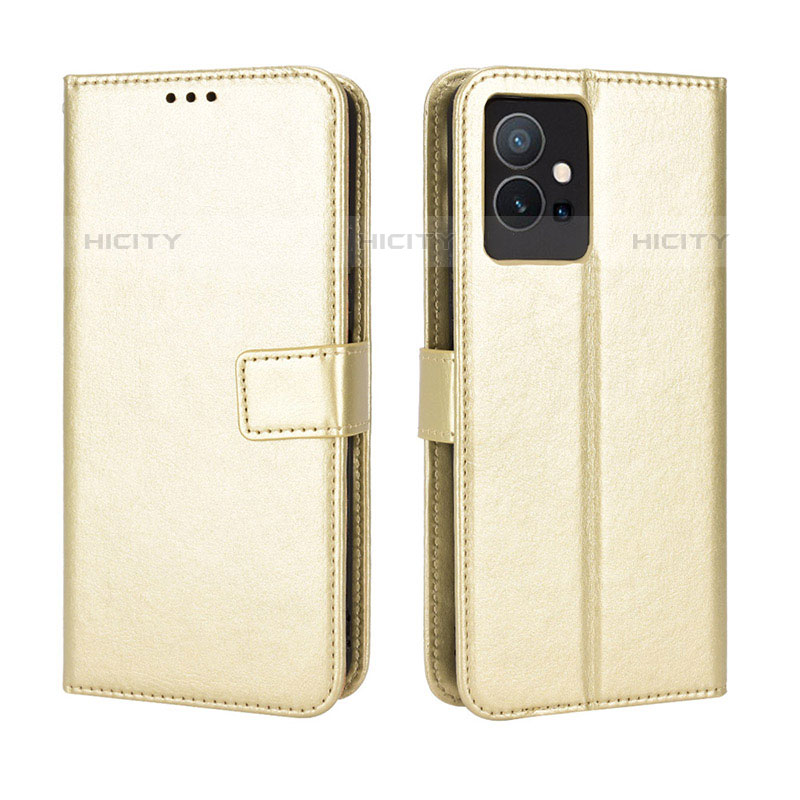 Funda de Cuero Cartera con Soporte Carcasa BY5 para Vivo T1 5G India Oro