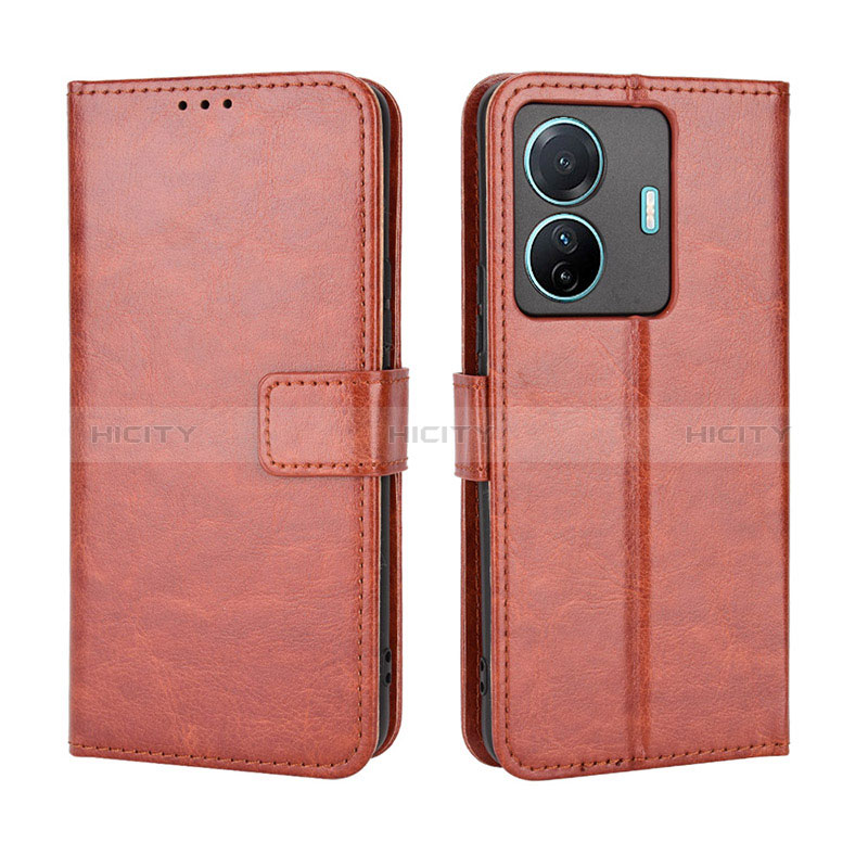 Funda de Cuero Cartera con Soporte Carcasa BY5 para Vivo T1 5G Marron