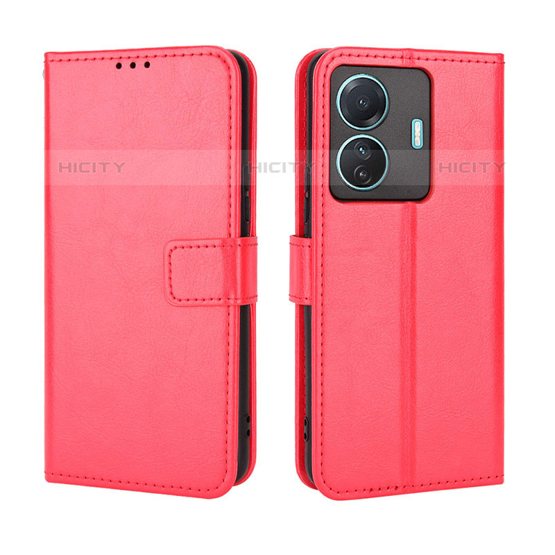 Funda de Cuero Cartera con Soporte Carcasa BY5 para Vivo T1 Pro 5G Rojo