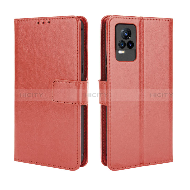 Funda de Cuero Cartera con Soporte Carcasa BY5 para Vivo V21e 4G Marron