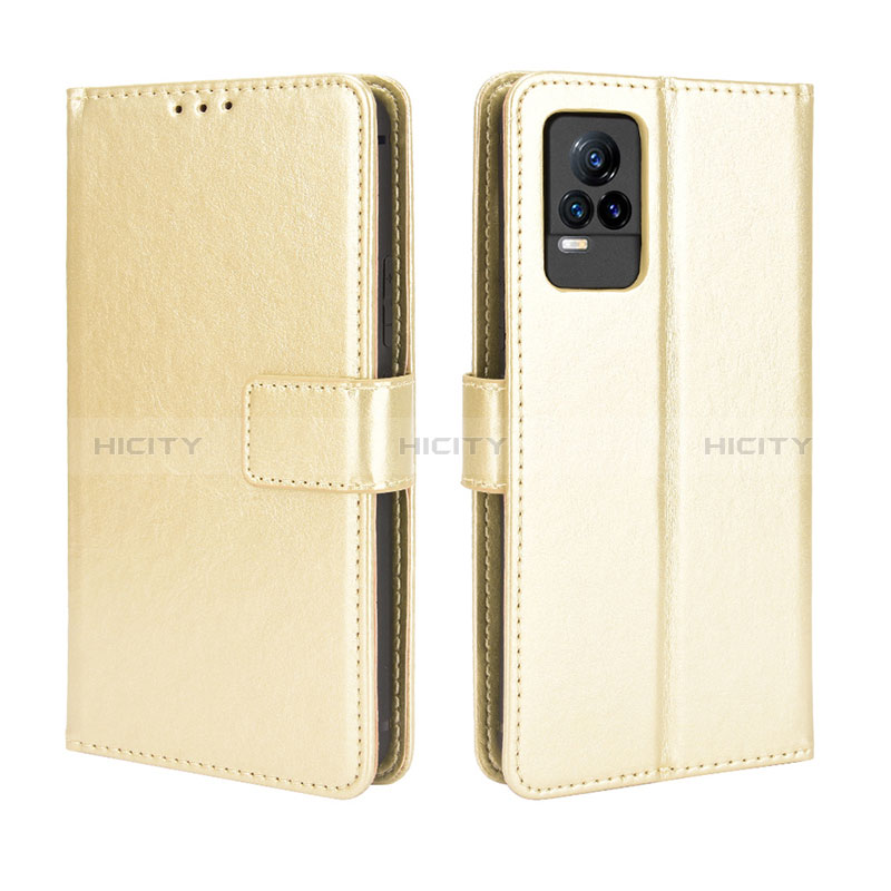 Funda de Cuero Cartera con Soporte Carcasa BY5 para Vivo V21e 4G Oro