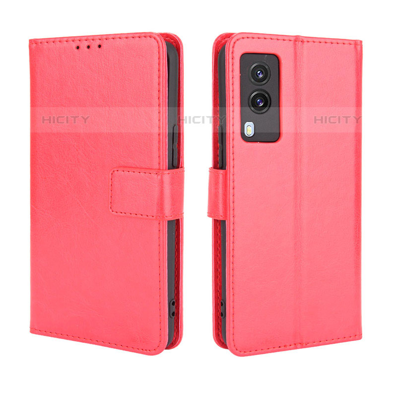 Funda de Cuero Cartera con Soporte Carcasa BY5 para Vivo V21e 5G Rojo