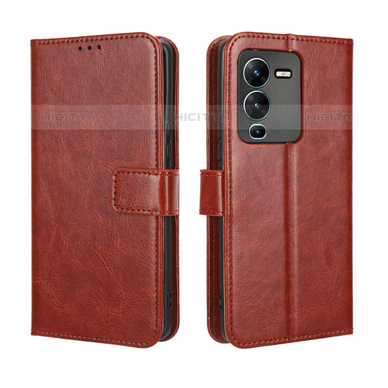 Funda de Cuero Cartera con Soporte Carcasa BY5 para Vivo V25 Pro 5G Marron