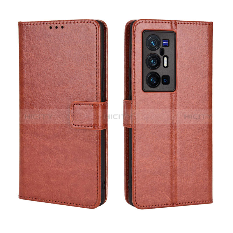 Funda de Cuero Cartera con Soporte Carcasa BY5 para Vivo X70 Pro+ Plus 5G Marron