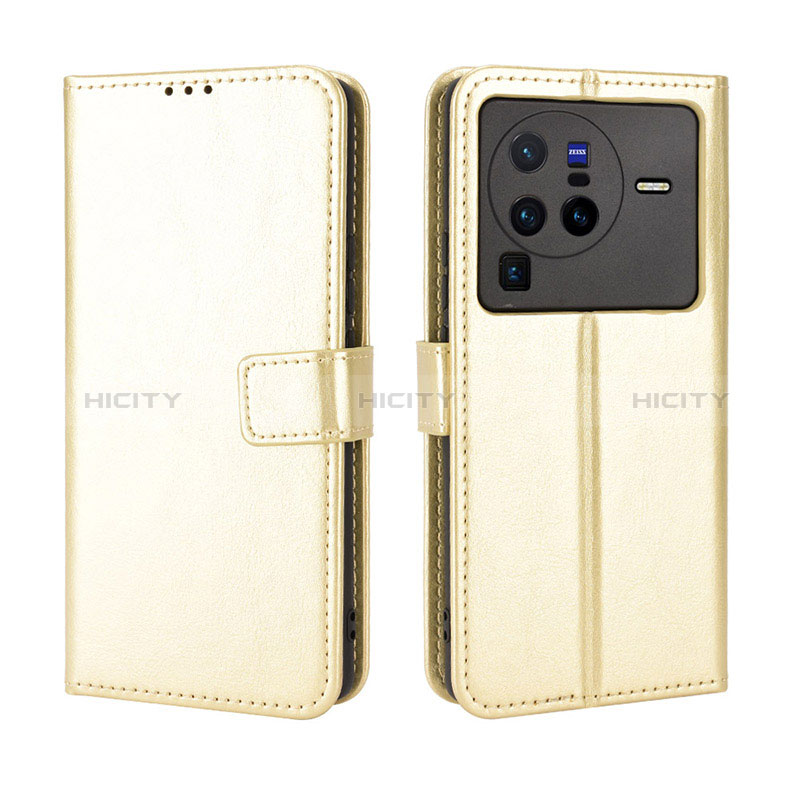 Funda de Cuero Cartera con Soporte Carcasa BY5 para Vivo X80 Pro 5G Oro