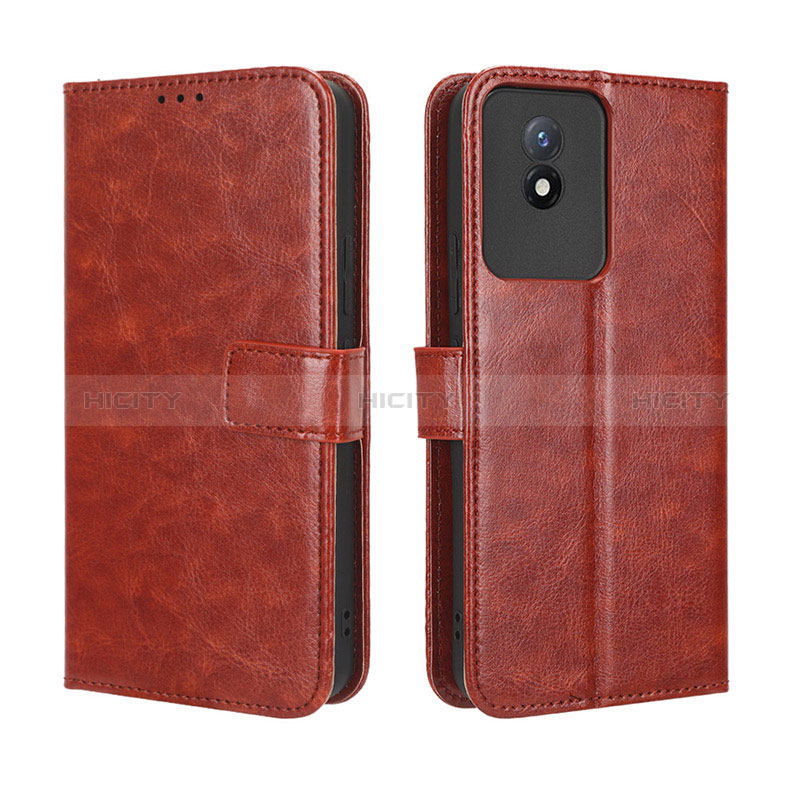 Funda de Cuero Cartera con Soporte Carcasa BY5 para Vivo Y02 Marron