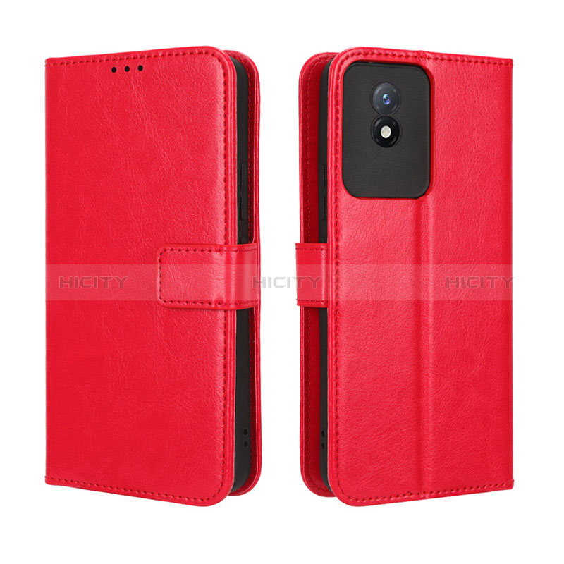 Funda de Cuero Cartera con Soporte Carcasa BY5 para Vivo Y02 Rojo