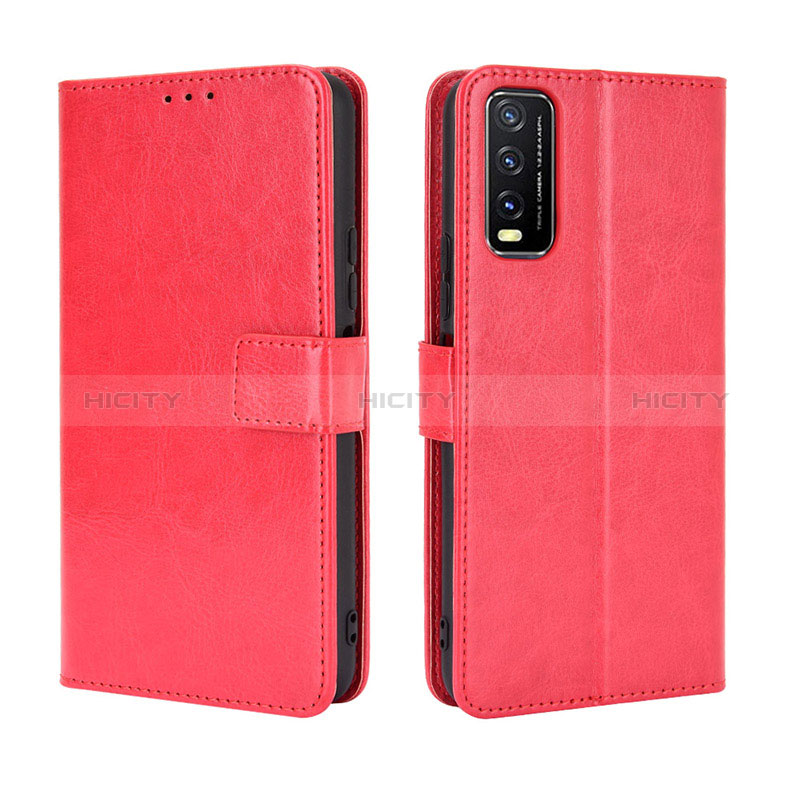 Funda de Cuero Cartera con Soporte Carcasa BY5 para Vivo Y11s Rojo