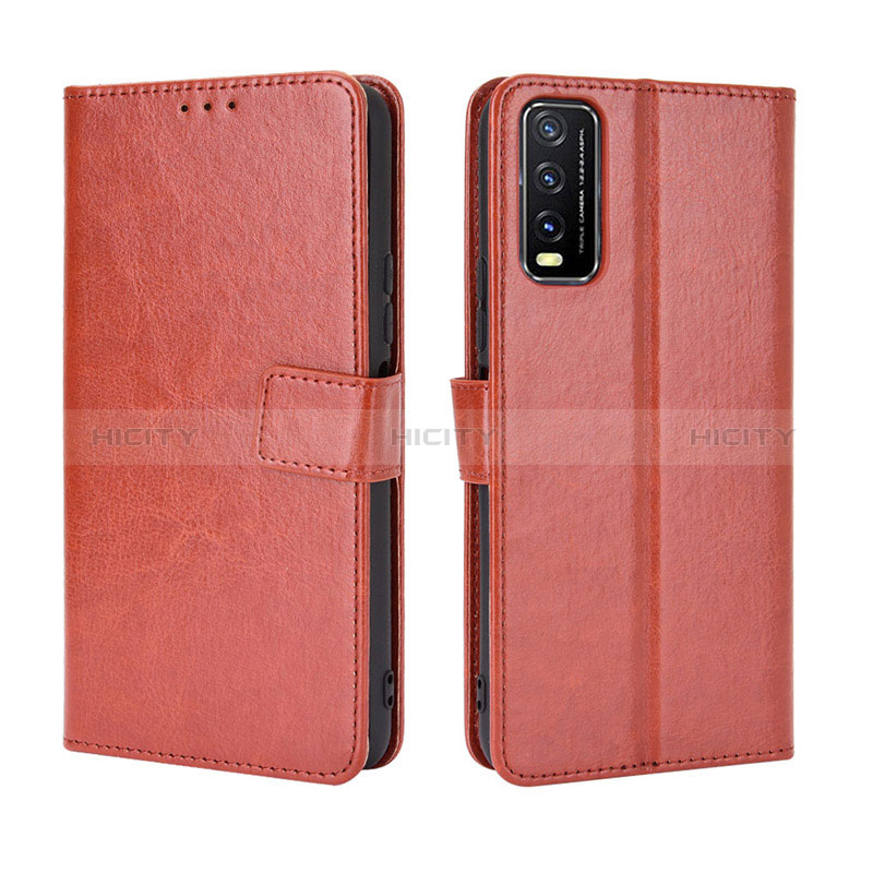 Funda de Cuero Cartera con Soporte Carcasa BY5 para Vivo Y12s (2021) Marron