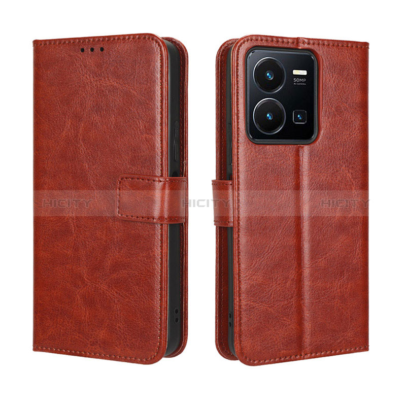 Funda de Cuero Cartera con Soporte Carcasa BY5 para Vivo Y35 4G Marron