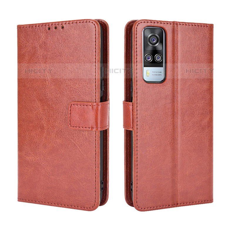 Funda de Cuero Cartera con Soporte Carcasa BY5 para Vivo Y51A Marron