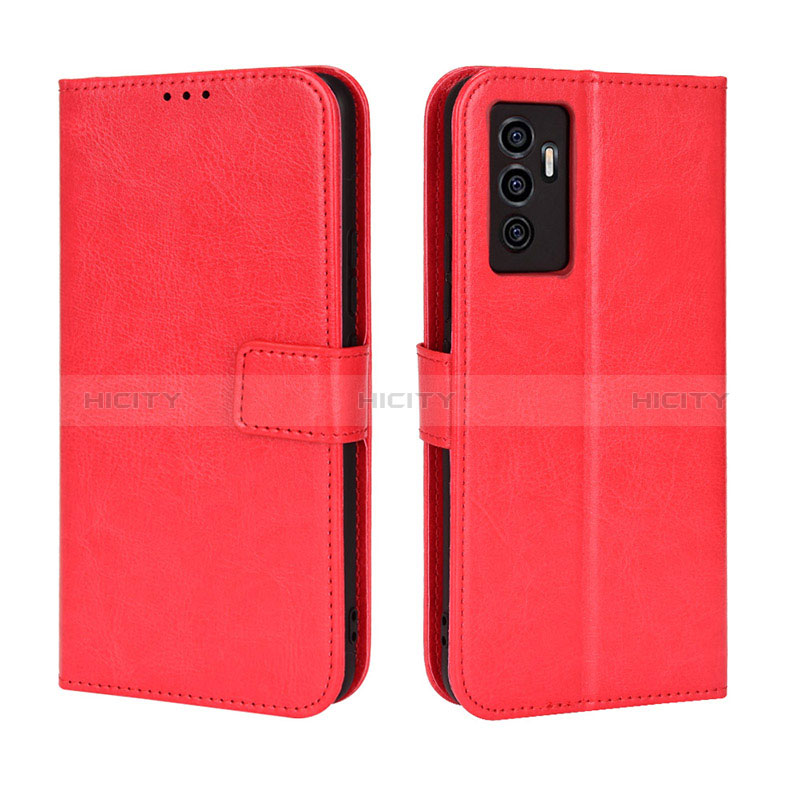 Funda de Cuero Cartera con Soporte Carcasa BY5 para Vivo Y75 4G Rojo