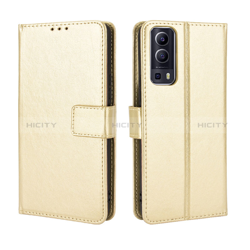 Funda de Cuero Cartera con Soporte Carcasa BY5 para Vivo Y75s 5G Oro