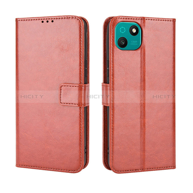 Funda de Cuero Cartera con Soporte Carcasa BY5 para Wiko T10 Marron