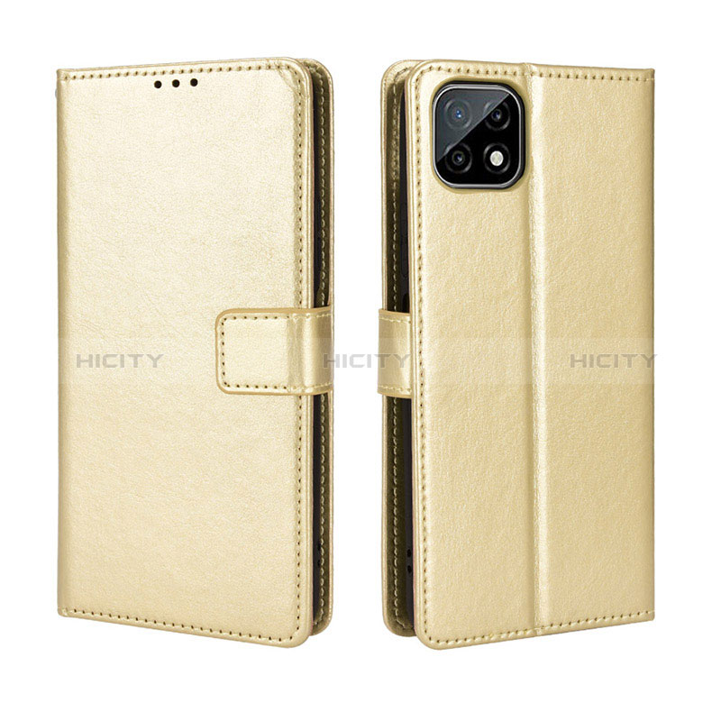 Funda de Cuero Cartera con Soporte Carcasa BY5 para Wiko T3 Oro